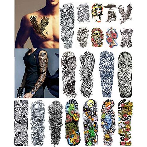 DaLin Extra Large Temporary Tattoos Full Arm and Half Arm Tattoo Sleeves for Men Women 20 Sheets