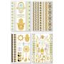 Metallic Temporary Tattoos for Women Teens Girls - 8 Sheets Gold Silver Temporary Tattoos Glitter Shimmer Designs Jewelry Tattoos - 100+ Color Flash Fake Waterproof Tattoo Stickers (Caicos)