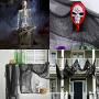 LessMo Halloween Creepy Cloth, 79x198 inch Spooky Fabric Gauze, Stretchy, Giant, for Haunted House, Outdoor, Yard, Home Halloween Party, Doorways Entryways Windows Decor, Black