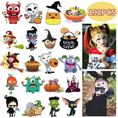 MISS FANTASY Halloween Tattoos, 192 PCS Halloween Temporary Tattoos with 32 Glow in The Dark Children Tattoos Halloween Ghost Monster Skeleton Tattoos for Kids MISS FANTASY Halloween Tattoos, 192 PCS Halloween Temporary Tattoos with 32 Glow in The Dark Children Tattoos Halloween Ghost Monster Skeleton Tattoos for Kids