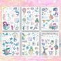 Ooopsi Mermaid Party Supplies Temporary Tattoos for Kids - 7 Large Sheet, 100+ Glitter Styles, Mermaid Party Favors and Birthday Decorations for Children Girls