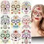 Halloween Decorations Costumes Temporary Tattoos Stickers Face Makeup Waterproof 9 Sheets Gems Flower Skull Mask Make up for Women Kids Party Decors Halloween Decorations Costumes Temporary Tattoos Stickers Face Makeup Waterproof 9 Sheets Gems Flower Skull Mask Make up for Women Kids Party Decors