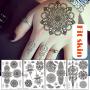 Temporary Tattoos Stickers, Ztent 9 Sheets Mandala Flower Body Art Stickers Waterproof Henna Black Art Tattoo Stickers For Adult Women Girls Body Art Arm