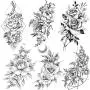 COKTAK 6 Pieces/Lot 3D Realistic Large Black Rose Flower Temporary Tattoos For Women Body Art Arm Big Peony Geometric Tattoo Stickers Adults Fake Waterproof Tatoo Legs Sketch Sexy Girl Peach Lily COKTAK 6 Pieces/Lot 3D Realistic Large Black Rose Flower Temporary Tattoos For Women Body Art Arm Big Peony Geometric Tattoo Stickers Adults Fake Waterproof Tatoo Legs Sketch Sexy Girl Peach Lily