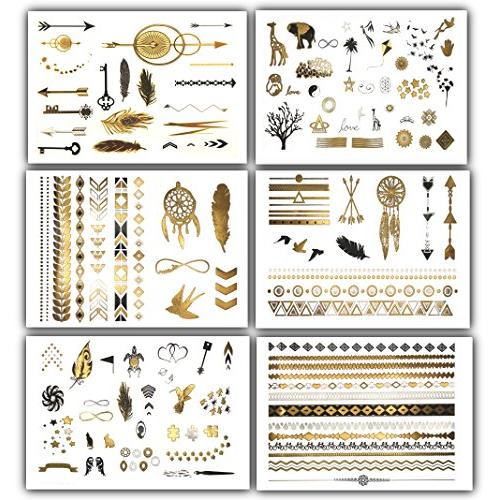 Terra Tattoos Small Temporary Tattoos - 125 Black Gold Tattoos