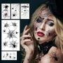 Halloween Spider Temporary Tattoos Face Sticker for Women, Halloween Fake Spiders Temps Stickers Makeup for Kids/Adults, Spider Face Tattoo for Witch Costume Temporary Tattoo Decal Props