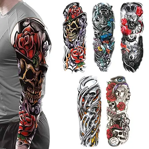 Full Arm Temporary Tattoo, 5 Sheets Temporary Tattoo Black tattoo Body Stickers for Man Women. Full Arm Temporary Tattoo, 5 Sheets Temporary Tattoo Black tattoo Body Stickers for Man Women.