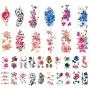 32 Sheets Flower Temporary Tattoos Stickers Lotus Cherry Blossoms Fake Tattoo 32 Sheets Flower Temporary Tattoos Stickers Lotus Cherry Blossoms Fake Tattoo