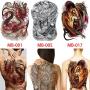 3 Sheets Big Large Full Back Chest Tattoo Sticker Temporary Dragon Decal for Women Men