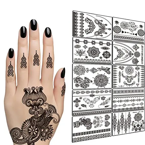 TAFLY Lace Black Chains Tattoo Waterproof Body Henna Transfer Tattoos Stickers for Women & Girls -150 Designs Bracelets,Necklaces,Tribe,Totem,Wing etc 10 Sheets TAFLY Lace Black Chains Tattoo Waterproof Body Henna Transfer Tattoos Stickers for Women & Girls -150 Designs Bracelets,Necklaces,Tribe,Totem,Wing etc 10 Sheets