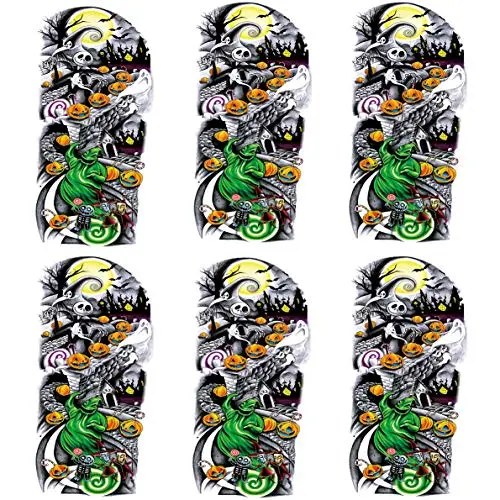 Leoars Nightmare Before Christmas Large Arm Tattoos, 6-Sheet Fake Halloween Half Arm Sleeve Temporary Tattoo Stickers for Adults Men Women Girls Kids Halloween Parties Makeup Leoars Nightmare Before Christmas Large Arm Tattoos, 6-Sheet Fake Halloween Half Arm Sleeve Temporary Tattoo Stickers for Adults Men Women Girls Kids Halloween Parties Makeup