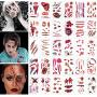 30 Sheets Temporary Scar Tattoos Stickers Realistic Fake Bloody Wound Scab Horror Body Face Decals Prank Props Makeup Masquerade Zombies Party Supplies Decor Fake Wounds for Halloween Cosplay