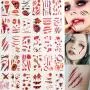 Halloween Temporary Tattoo Stickers Day of the Day Temporary Tattoos 30 Sheets Blood Scar Water Proof Temp Tattoos for Women Kids Girls Hand Face Leg Arm Neck Body Art Decorations Cosplay Supplies Halloween Temporary Tattoo Stickers Day of the Day Temporary Tattoos 30 Sheets Blood Scar Water Proof Temp Tattoos for Women Kids Girls Hand Face Leg Arm Neck Body Art Decorations Cosplay Supplies