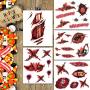 Zombie Makeup, Halloween Zombie Makeup Kit, Scar Tattoos, 5(Large)+6(Small) Pack Fake Scars Tattoos, Halloween Makeup Kit, Zombie Makeup Kit for Kids and Adults, Healthy, Waterproof, Long Last