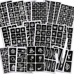 Konsait 291pcs Temporary Tattoos Stencils, 20 Sheets Girls and Boys Glitter Tattoo Kit Templates Face Paint Stencils Body Art Stencil Pack for Adults Man Women Kids Teenager