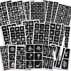 Konsait 291pcs Temporary Tattoos Stencils, 20 Sheets Girls and Boys Glitter Tattoo Kit Templates Face Paint Stencils Body Art Stencil Pack for Adults Man Women Kids Teenager