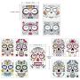 COKOHAPPY Halloween Temporary Face Tattoos Makeup Kit (13 Pack), Day of the Dead Sugar Skull Floral Black Skeleton Web Red Roses Full Face Mask Stickers Tattoo Families Party Supplies
