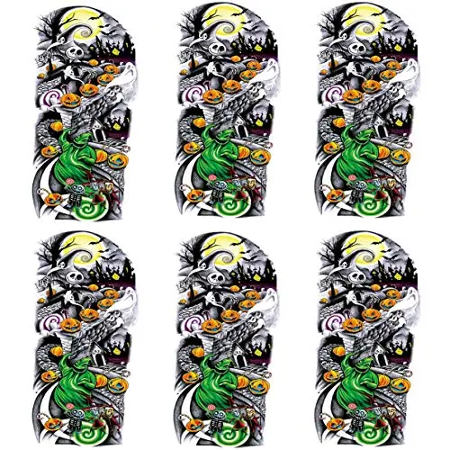 6 Sheets PADOUN Nightmare Before Christmas Arm Tattoos, Arm Sleeve Temporary Tattoos, Fake Nightmare Before Christmas Half Arm Tattoos for Women Men Kids Halloween 6 Sheets PADOUN Nightmare Before Christmas Arm Tattoos, Arm Sleeve Temporary Tattoos, Fake Nightmare Before Christmas Half Arm Tattoos for Women Men Kids Halloween