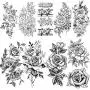 VANTATY 9 Sheets Charm Peony Rose Flower Temporary Tattoos for Women Body Art Blossoms Painting Washable Tattoo Stickers Fake Jewels Bracelet Design Forearm Tatoos for Adults Girls Wrist Arm VANTATY 9 Sheets Charm Peony Rose Flower Temporary Tattoos for Women Body Art Blossoms Painting Washable Tattoo Stickers Fake Jewels Bracelet Design Forearm Tatoos for Adults Girls Wrist Arm