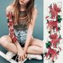 Kotbs 6 Sheets Full Arm Temporary Tattoo, Waterproof Extra Large Temporary Tattoos for Women Men Adults Black Skull Rose Body Art Tattoo Sticker Fake Tattoo