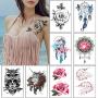 Temporary Tattoos Flowers Unicorn Owl Dreamcatcher Pattern for Women Halloween Tattoo stickers Gift Art Body Chest Shoulder Legs Removable Waterproofing (style8)