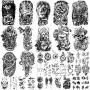 Yazhiji 36 Sheets Temporary Tattoos Stickers, 12 Sheets Fake Body Arm Chest Shoulder Tattoos for Men or Women with 24 Sheets Tiny Black Yazhiji 36 Sheets Temporary Tattoos Stickers, 12 Sheets Fake Body Arm Chest Shoulder Tattoos for Men or Women with 24 Sheets Tiny Black