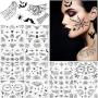 94 Pieces Halloween Spider Face Tattoos Stickers Spider Webs Temporary Tattoos Shoulder Arm Back Body Art Tattoos Sticker for Women Girls Witch Halloween Costume Cosplay Theme Party Favors(12 Sheets)