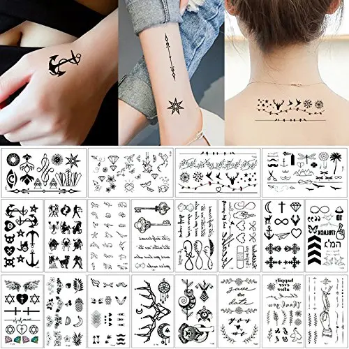 20 Sheets Fake Black Tiny Temporary Tattoo Body Sticker Hand Neck Wrist Art Fashion 20 Sheets Fake Black Tiny Temporary Tattoo Body Sticker Hand Neck Wrist Art Fashion