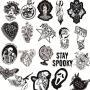 50PCS Gothic Stickers for Water Bottle,Black White Skull Stickers,Waterproof Vinyl Stickers Perfect for Hydro Flask Laptop Phone Car Skateboard