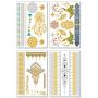 Metallic Temporary Tattoos for Women Teens Girls - 8 Sheets Gold Silver Temporary Tattoos Glitter Shimmer Designs Jewelry Tattoos - 100+ Color Flash Fake Waterproof Tattoo Stickers (Mustique)