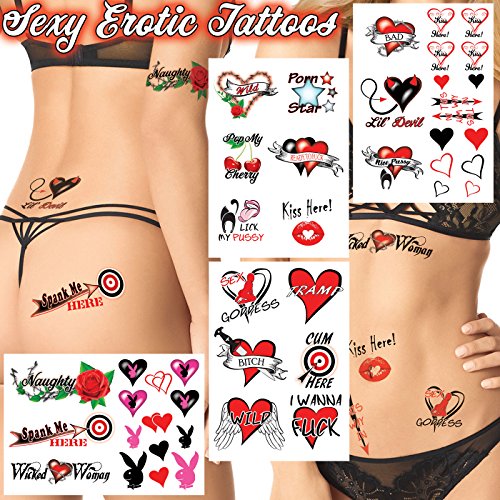 44+ Sexy Naughty Temporary Tattoos for Women Ladies- Adult Fun for Lower Back Legs Arms Butt Stomach