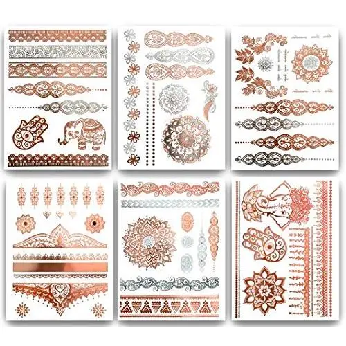 Terra Tattoos Temporary Henna Metallic Tattoos - Over 75 Mandala Tattoos (Rose Gold) Terra Tattoos Temporary Henna Metallic Tattoos - Over 75 Mandala Tattoos (Rose Gold)
