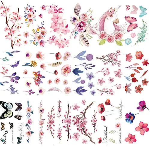 30 Sheets Watercolor Flowers Temporary Tattoos Stickers for Women Girls and Kids 30 Sheets Watercolor Flowers Temporary Tattoos Stickers for Women Girls and Kids