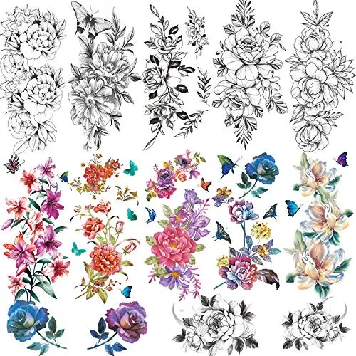 12 Sheets Large Flowers Temporary Tattoos for Women, Waterproof Fake Tattoos Rose Peony Body Art Arm Tattoo Stickers for Women, Girls 12 Sheets Large Flowers Temporary Tattoos for Women, Waterproof Fake Tattoos Rose Peony Body Art Arm Tattoo Stickers for Women, Girls