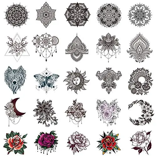 Ooopsi 40 Pieces Black Henna Temporary Tattoo Stickers for Women Girls - Lace Indian Mehndi Body Tattoo Sticker for Adults for Arm Leg Hand Ooopsi 40 Pieces Black Henna Temporary Tattoo Stickers for Women Girls - Lace Indian Mehndi Body Tattoo Sticker for Adults for Arm Leg Hand
