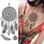 VANTATY 10 Sheets Beautiful Indian Black Henna Temporary Tattoos For Women Mandala Flower DreamCatcher Tattoo Stickers For Girls Body Art Arm Drawings Lace Fake Jewels Tatoo Pendants.