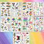 Ooopsi 140PCS Colorful Temporary Tattoos - Rainbow Lips Butterfly Rose Heart Tattoo Body Stickers - Rainbow Tattoo Stickers Party Summer Beach and Celebrations (9 Sheets)