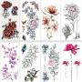 Flowers Temporary Tattoos for Women Tattoo Stickers Lotus Rose Body Shoulder Back Waterproofing Removable Tattoos 8 Sheets (style 6)