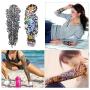 Full Arm Temporary Tattoo, Konsait Extra Temporary Tattoo Black tattoo Body Stickers for Man Women (18 Sheets)