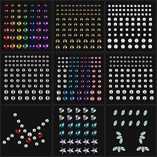 9 Sheets Eye Body Face Gems Rhinestone Stickers Self Adhesive Rhinestones Rainbow Face Gems for Women Festival Accessory and Nail Art Decorations (Tiny Bead) 9 Sheets Eye Body Face Gems Rhinestone Stickers Self Adhesive Rhinestones Rainbow Face Gems for Women Festival Accessory and Nail Art Decorations (Tiny Bead)
