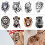 8 Sheets Tiger Lion Forest Design Temporary Tattoo Sticker Water Transfer Fake Tattoo