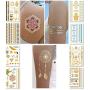 Metallic Temporary Tattoos for Women Teens Girls - 8 Sheets Gold Silver Temporary Tattoos Glitter Shimmer Designs Jewelry Tattoos - 100+ Color Flash Fake Waterproof Tattoo Stickers (Caicos)