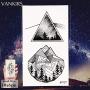 12 Pieces/Lot Geometry Triangle Mountain Temporary Tattoo Sticker Cover Women Body Arm Art Drawing Waterproof Fake Black Sea Weave Tatoos Custom 10x6CM