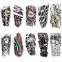 Ooopsiun 10 Sheets Large Temporary Tattoos For Men Adults, Punk Mechanical Waterproof Arm Fake Tattoos For Men