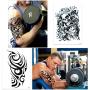 Temporary Tattoo for Guys for Man - Konsait Extra Fake Temporary Tattoo Black tattoo Body Stickers Arm Shoulder Chest & Back Make Up - Lion, Dead Skull,Koi Fish, Eagle Hawks Tribal Symbols