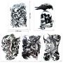 Temporary Tattoo for Guys for Man - Konsait Extra Fake Temporary Tattoo Black tattoo Body Stickers Arm Shoulder Chest & Back Make Up - Lion, Dead Skull,Koi Fish, Eagle Hawks Tribal Symbols