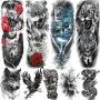 Rejaski 9 Sheets Super Long Full Arm Temporary Tattoo Sleeves For Men Women Realistic Lion Wolf Body Art Chest Shoulder Fake Tatoos Paper Waterproof Large Eagle Dragon Animal Temporary Tattoos Sticker Rejaski 9 Sheets Super Long Full Arm Temporary Tattoo Sleeves For Men Women Realistic Lion Wolf Body Art Chest Shoulder Fake Tatoos Paper Waterproof Large Eagle Dragon Animal Temporary Tattoos Sticker