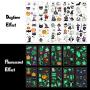 Halloween Tattoos for Kids, 100 Styles Assorted Halloween Temporary Tattoos Waterproof Glow in the Dark Stickers Party Favors for Adult Kids Halloween Trick or Treat Ghost Monster Pumpkin Tattoos