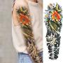 Leoars 4 Sheets Large Arm Temporary Tattoos and 4 Sheets Full Arm Sleeve Tattoo Sticker, Big Peacock Lotus Rose Fake Tattoos Sleeve Body Art for Women Men