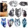 Konsait 9 Sheet Wolf Temporary Tattoo Sticker for Adult Women Men Fashion Body Art Waterproof Temporary Tattoo Fake Tattoo Arm Hand Back, 21X15cm Konsait 9 Sheet Wolf Temporary Tattoo Sticker for Adult Women Men Fashion Body Art Waterproof Temporary Tattoo Fake Tattoo Arm Hand Back, 21X15cm